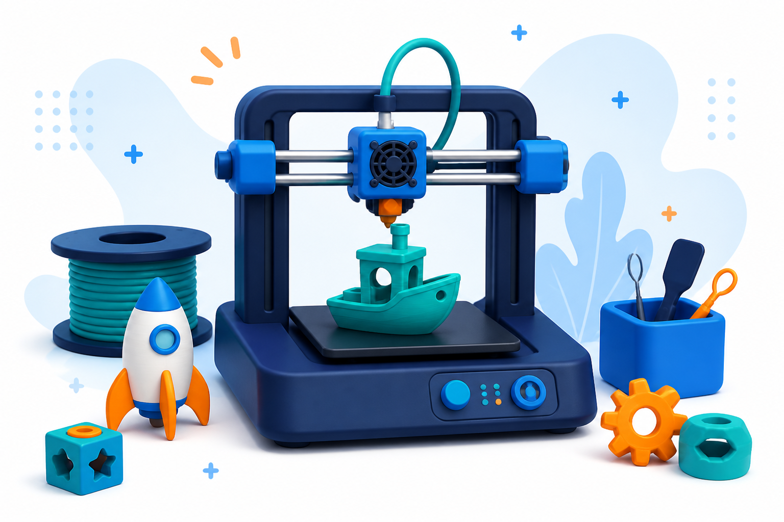 A friendly 3D printer making colorful beginner projects